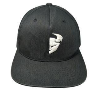 THOR 5 Panel Black Hat One Size Snapback Embroidered Logo Cotton Racing Moto